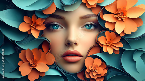 Woman's face framed by colo...