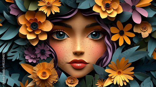 Woman's face surrounded by ...