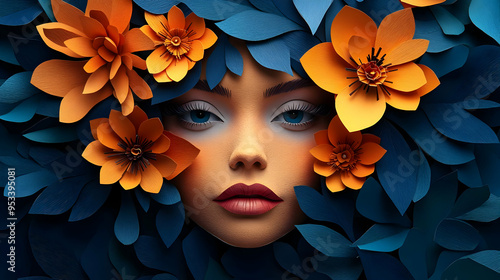 Woman's face surrounded by ...