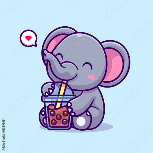 Cute Elephant Drinking Boba Milk Tea Cartoon Vector Icon
Illustration. Animal Drink Icon Concept Isolated Premium
Vector. Flat Cartoon Style
