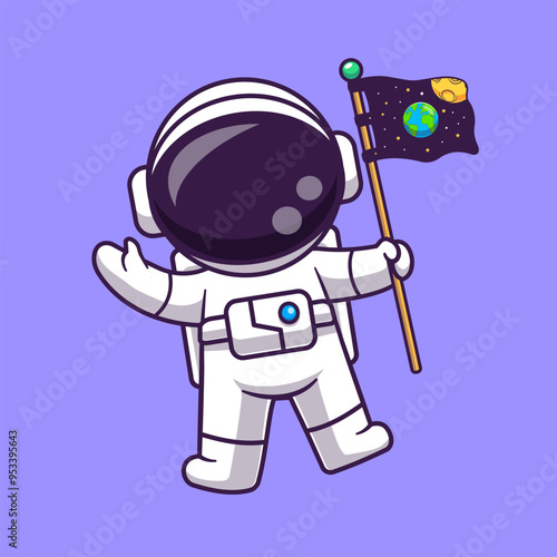 Cute Astronaut Holding Flag In Space Cartoon Vector Icon
Illustration. Science Technology Icon Concept Isolated
Premium Vector. Flat Cartoon Style