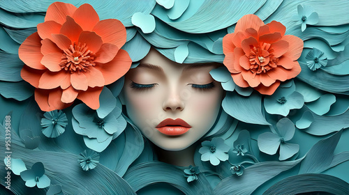 Woman's face surrounded by ...