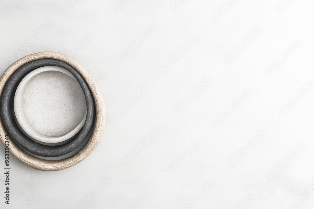 Minimalist interlocked wooden rings in earthy tones Minimalist interlocked wooden rings in earthy tones