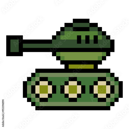 Armored tank in pixel art style