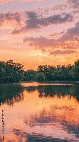 Golden Hour: A Serene Sunset Reflected in Still Waters