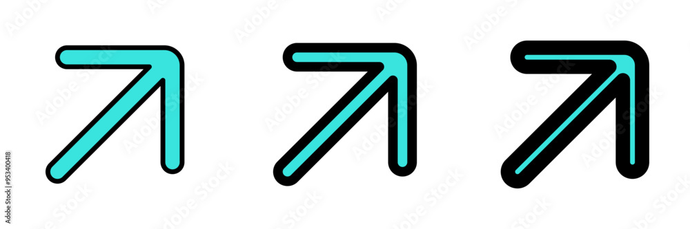 Vector right diagonal arrow chevron icon. Black, white background. Perfect for app and web interfaces, infographics, presentations, marketing, etc. Vector right diagonal arrow chevron icon. Black, white background. Perfect for app and web interfaces, infographics, presentations, marketing, etc.