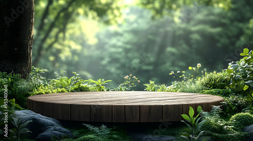 Wooden round platform in th...