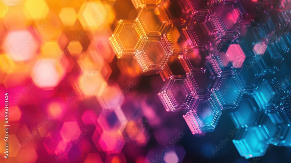 A dynamic digital wallpaper with interconnected hexagonal shapes in vibrant colors, creating a sense of movement and energy. A dynamic digital wallpaper with interconnected hexagonal shapes in vibrant colors, creating a sense of movement and energy.