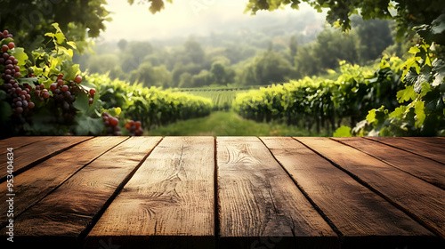 Wooden tabletop with vineya...