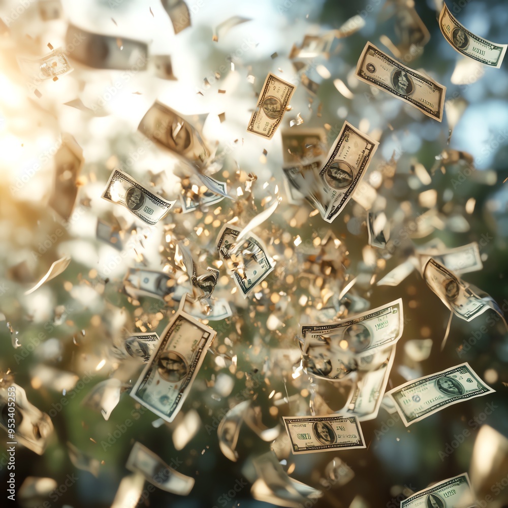 Pay day concept, banknotes flying out of a paycheck, excitement for payday, 3D rendering Pay day concept, banknotes flying out of a paycheck, excitement for payday, 3D rendering