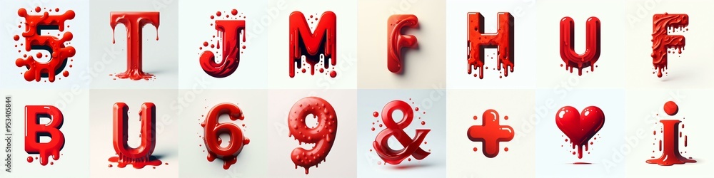 Red Lettering Typeface. AI generated illustration