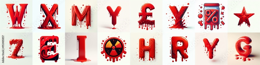 Red Lettering Typeface. AI generated illustration