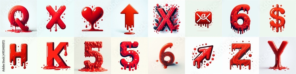 Red Lettering Typeface. AI generated illustration
