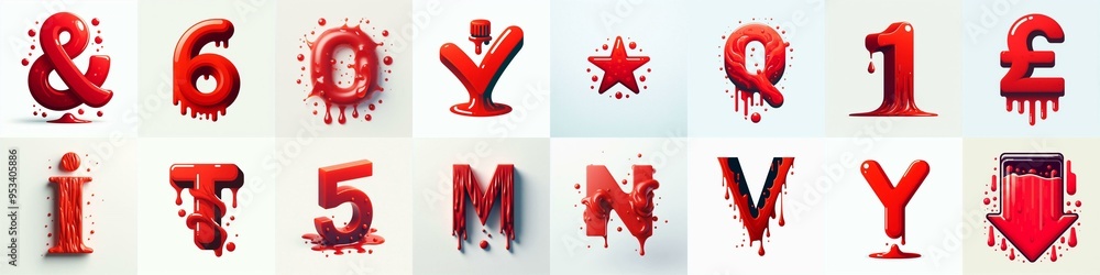 Red Lettering Typeface. AI generated illustration