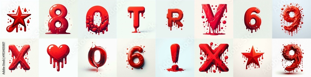 Red Lettering Typeface. AI generated illustration