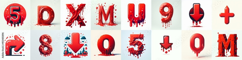 Red Lettering Typeface. AI generated illustration