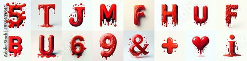 Obraz na płótnie Red Lettering Typeface. AI generated illustration w salonie