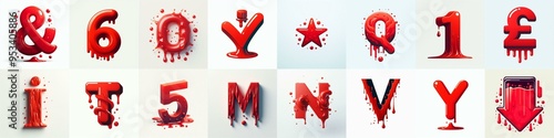 Obraz na płótnie Red Lettering Typeface. AI generated illustration w salonie