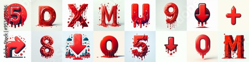Obraz na płótnie Red Lettering Typeface. AI generated illustration w salonie