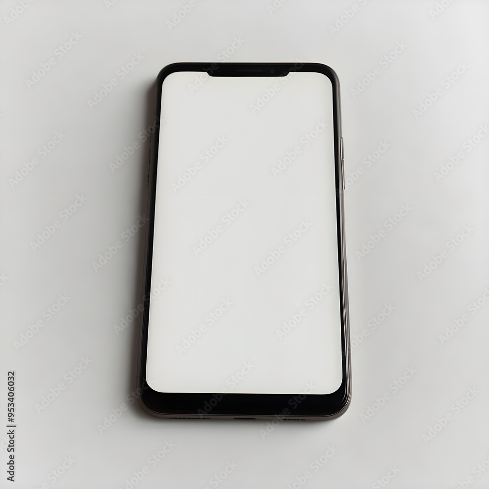 Smartphone with a white screen on a white background Smartphone with a white screen on a white background