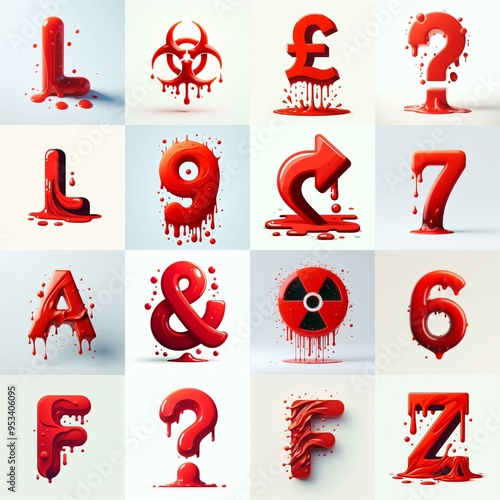 Red Lettering Typeface. AI generated illustration