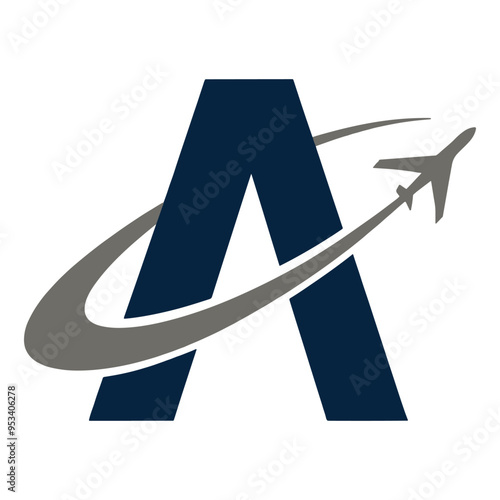 A Letter logo with airplane logo design