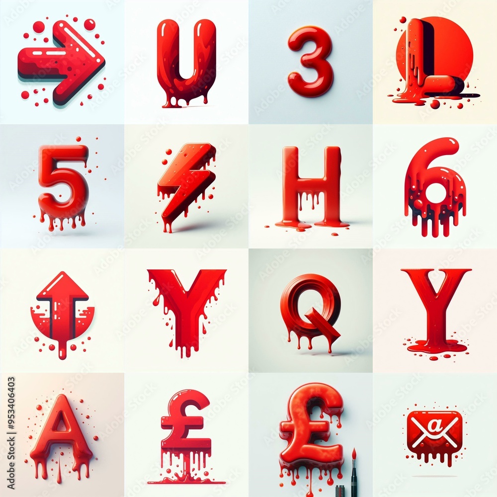 Red Lettering Typeface. AI generated illustration