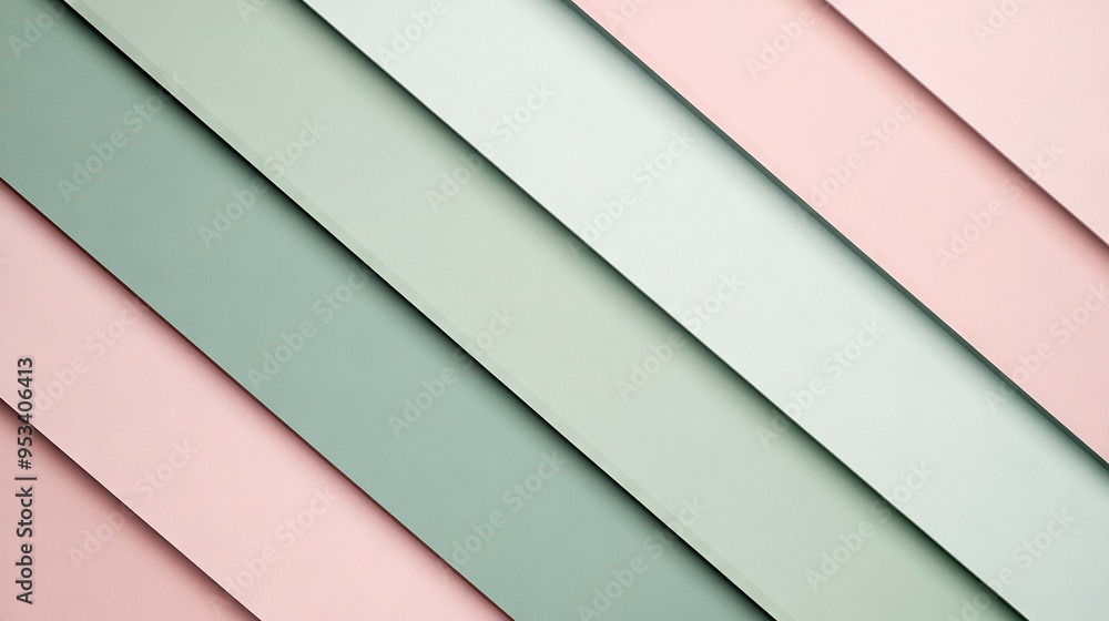 Fototapeta premium A detailed image of a wall featuring a blend of pink, green, and blue colors with distinct vertical lines spaced evenly in between