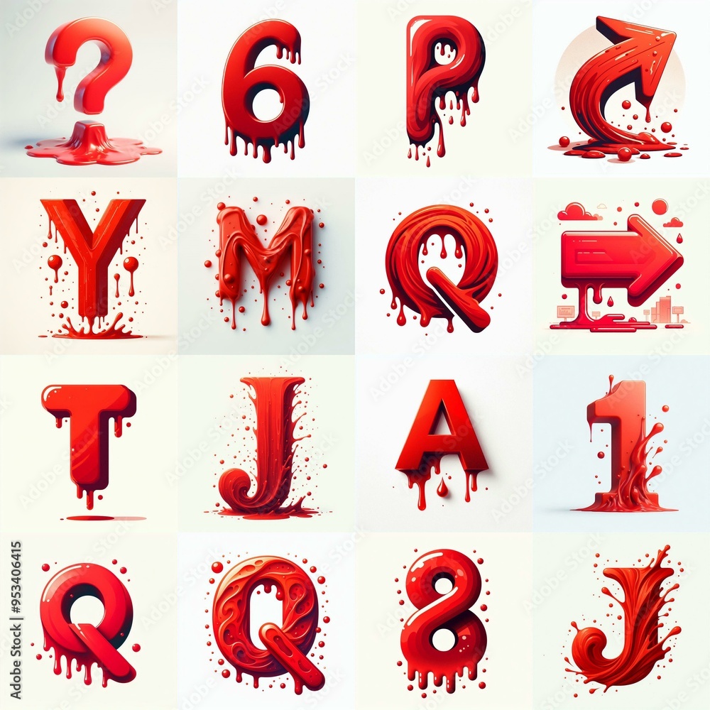 Red Lettering Typeface. AI generated illustration