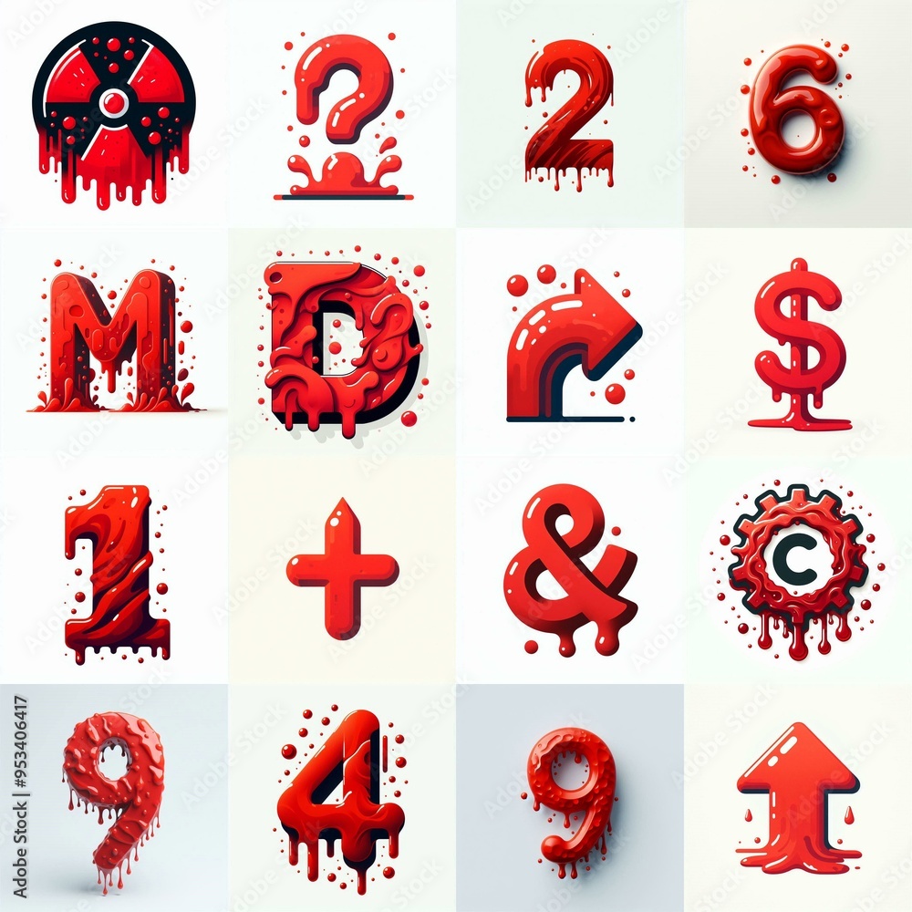Red Lettering Typeface. AI generated illustration