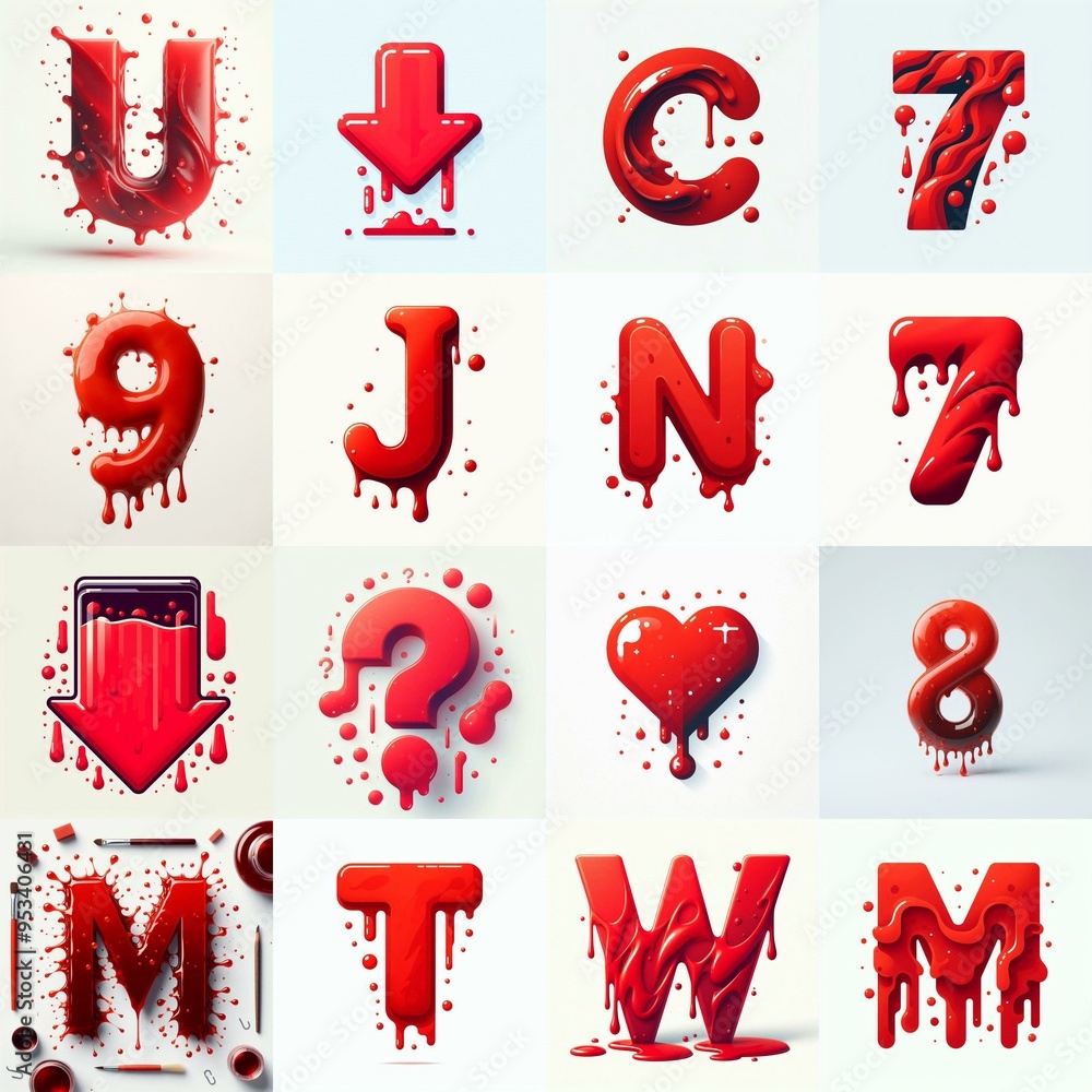 Red Lettering Typeface. AI generated illustration