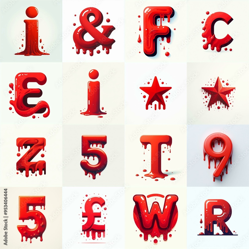 Red Lettering Typeface. AI generated illustration