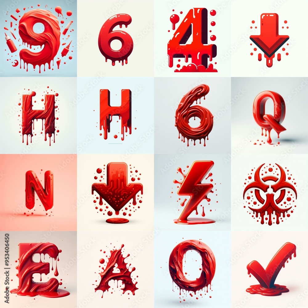 Red Lettering Typeface. AI generated illustration