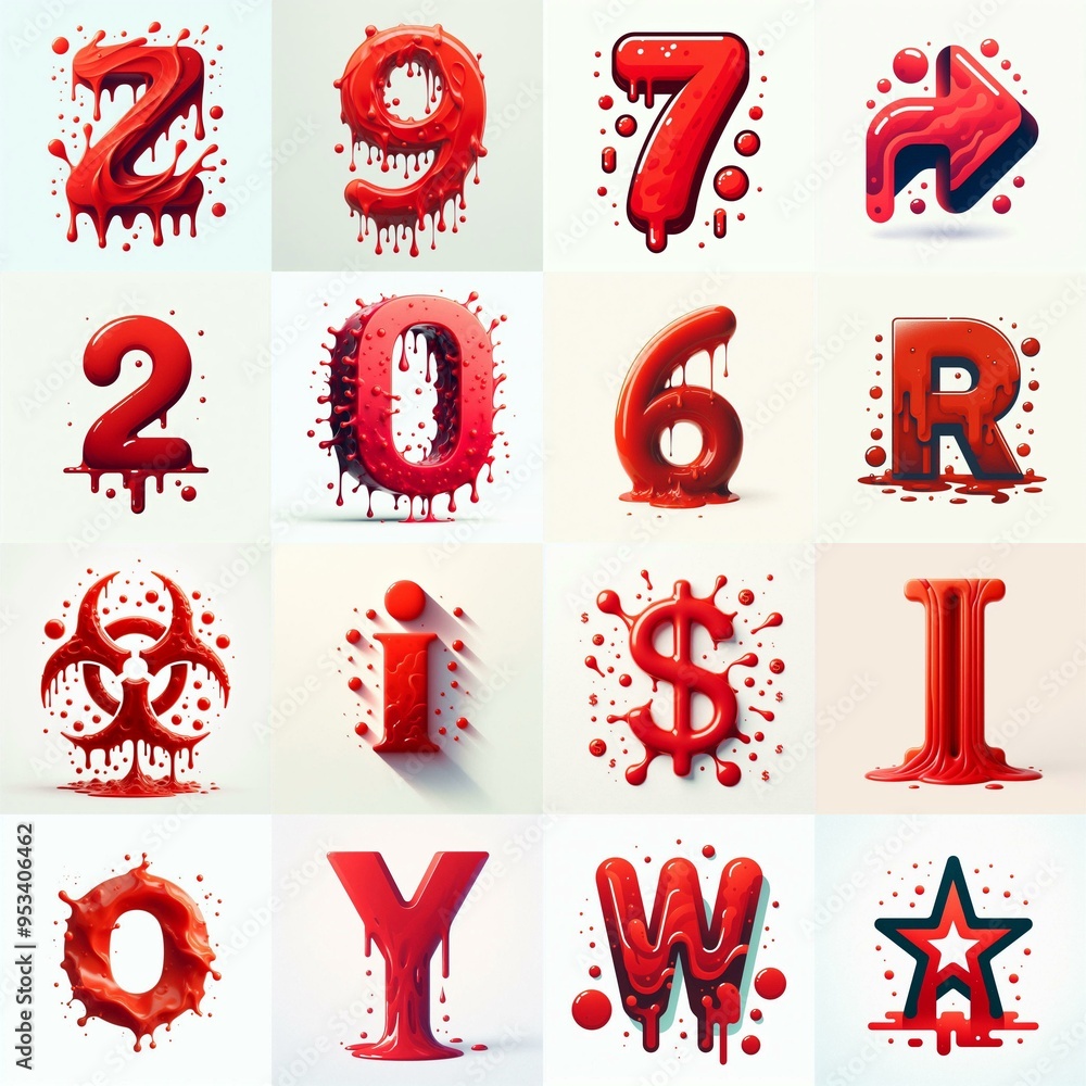 Red Lettering Typeface. AI generated illustration