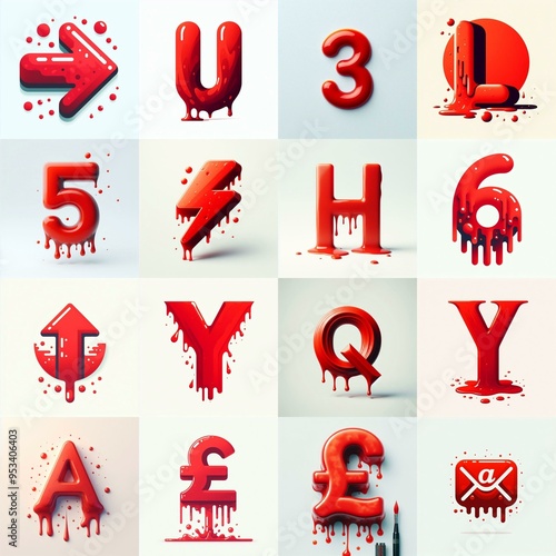 Obraz na płótnie Red Lettering Typeface. AI generated illustration w salonie