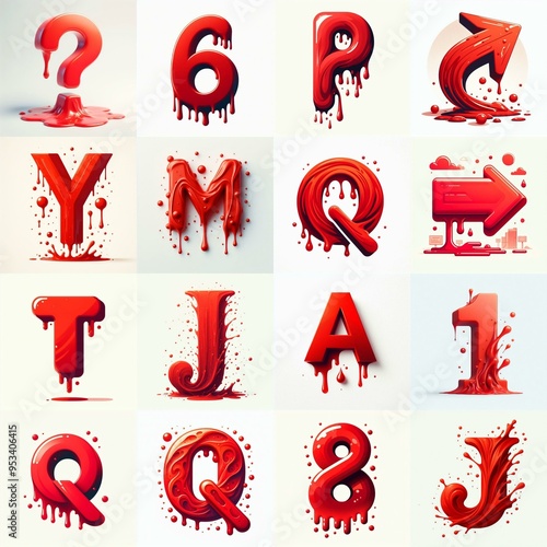 Obraz na płótnie Red Lettering Typeface. AI generated illustration w salonie