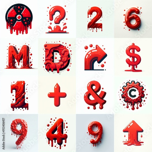 Obraz na płótnie Red Lettering Typeface. AI generated illustration w salonie