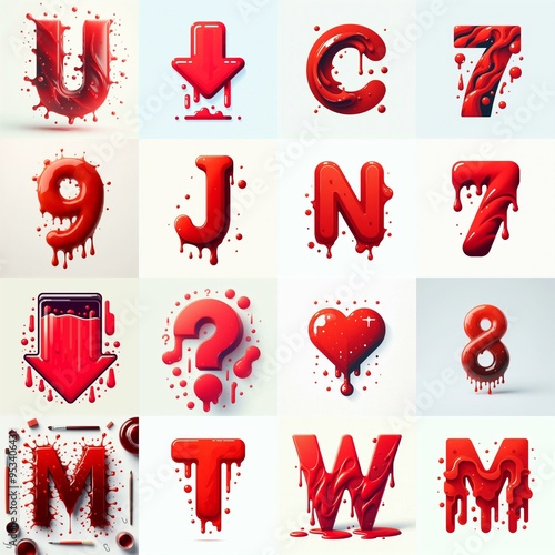 Obraz na płótnie Red Lettering Typeface. AI generated illustration w salonie