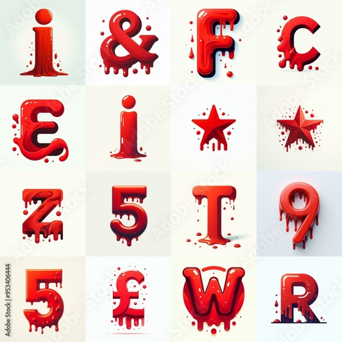 Red Lettering Typeface. AI generated illustration
