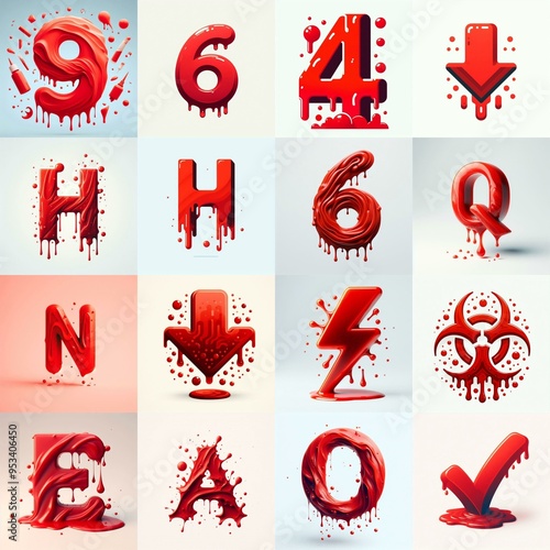 Obraz na płótnie Red Lettering Typeface. AI generated illustration w salonie