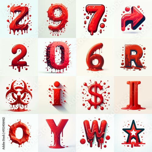 Obraz na płótnie Red Lettering Typeface. AI generated illustration w salonie