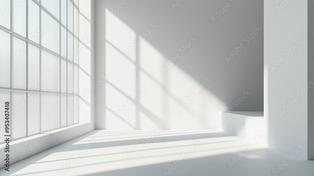 Minimalist White Background with Soft Shadows and Highlights for Product Display or Presentation, Perfect for Advertising and Modern Design Concepts.