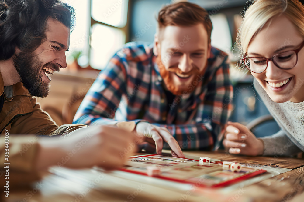 Fototapeta premium A group of people are playing a board game together,