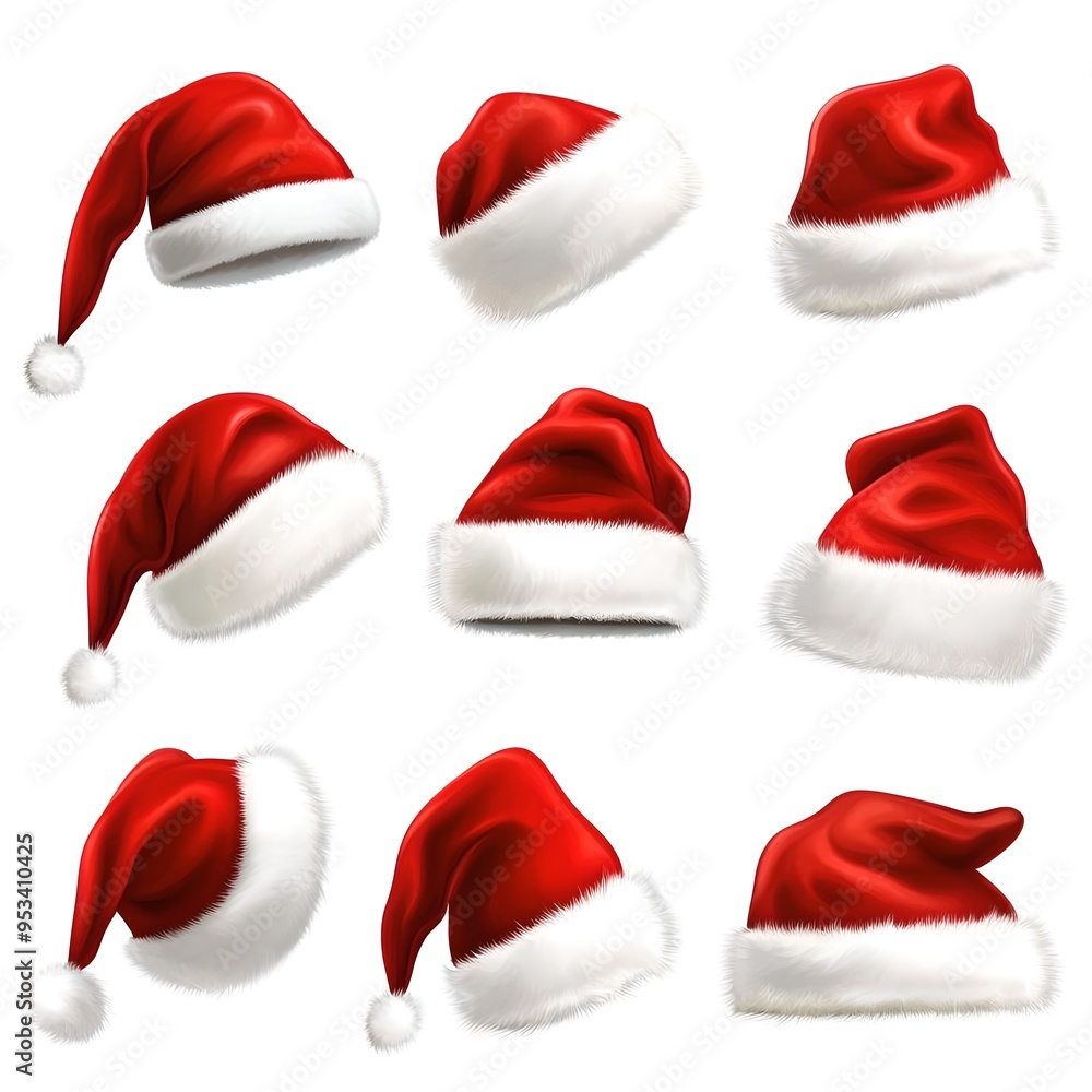 set of santa claus hats set of santa claus hats