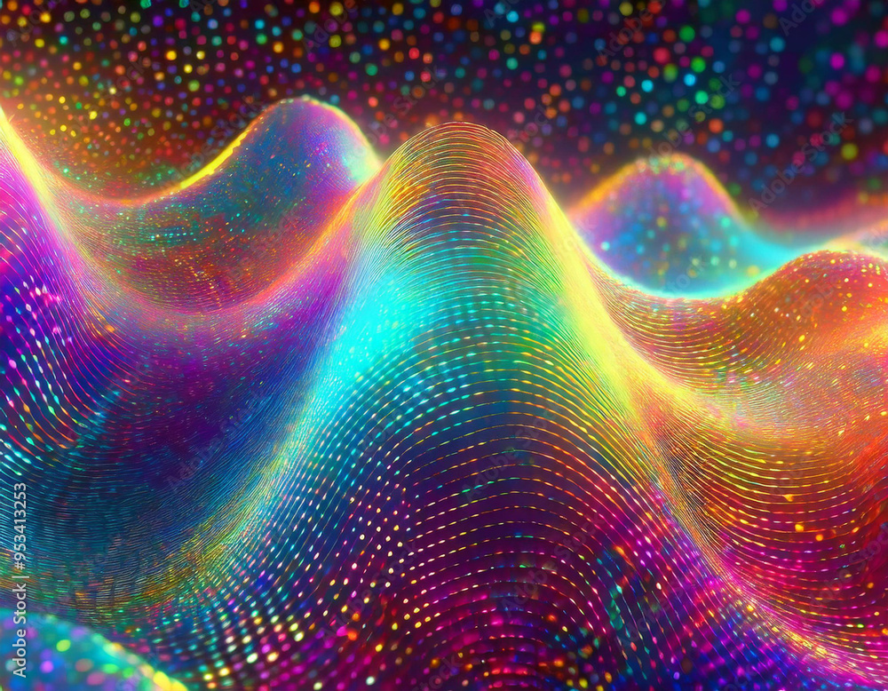 Iridescent Holographic Rainbow Waves Abstract Futuristic Background with Shimmering Fluid Colors Iridescent Holographic Rainbow Waves Abstract Futuristic Background with Shimmering Fluid Colors