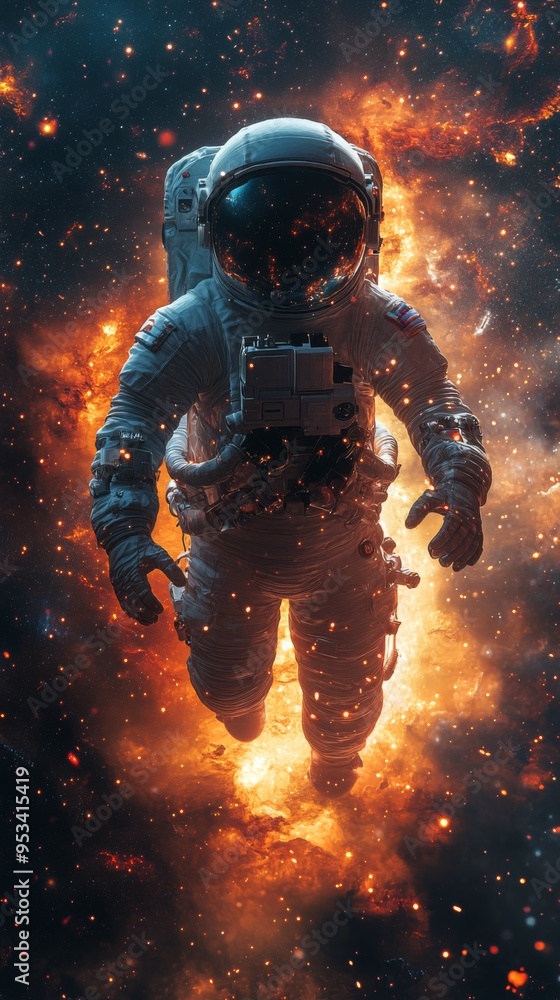 Fototapeta premium Astronaut in the Cosmic Inferno