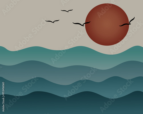 sunset over the ocean - perfect for Minimalist Decor, Calm Backgrounds, or Nature-Themed Designs