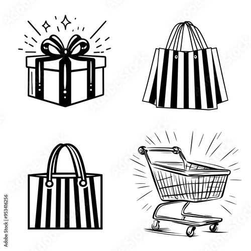 Black Friday Sale Shopping Spree Icons