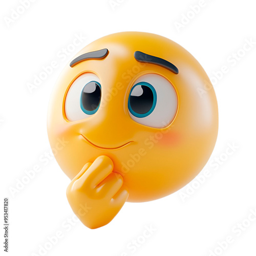 isolated 3d emoji thinking face on plain background thoughtful emoticons reaction icons