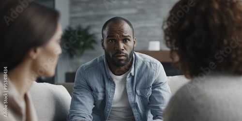 Focused Conversation in Living Room photo